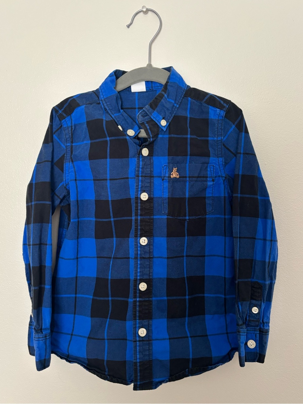 GAP Blue and Black Plaid Button-Down Shirt | 5Y